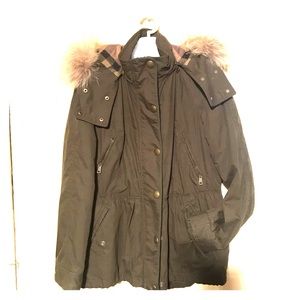 Burberry Brit Green Jacket w/Detachable Fur Trim